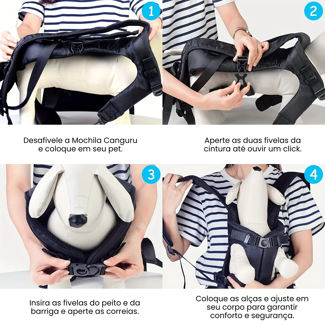 Mochila Canguru Pet Bolsa de Transporte Pet Frontal