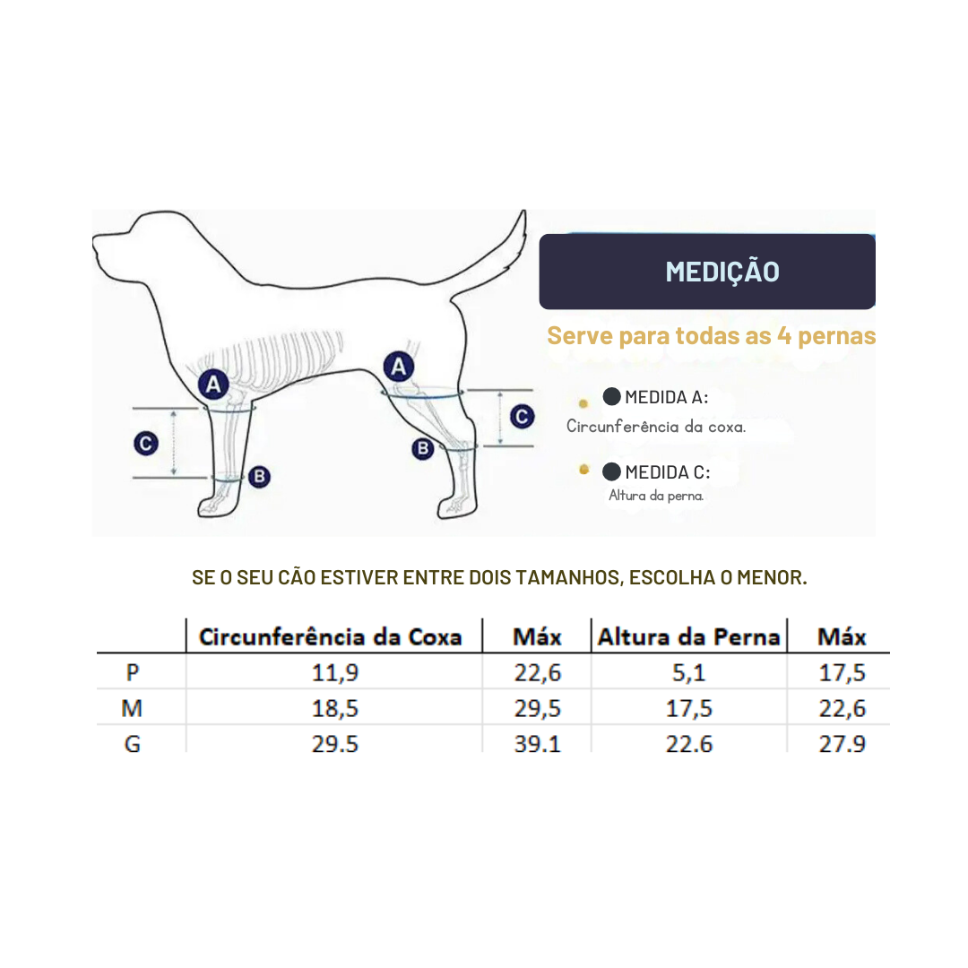 Joelheira Suporte Ortopédico para Cachorros com Lesões Dificuldade de Andar
