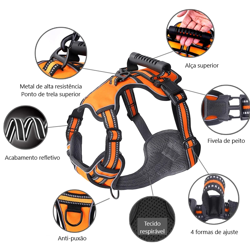 Coleira Reforçada Peitoral Hares - Pequeno até grande porte