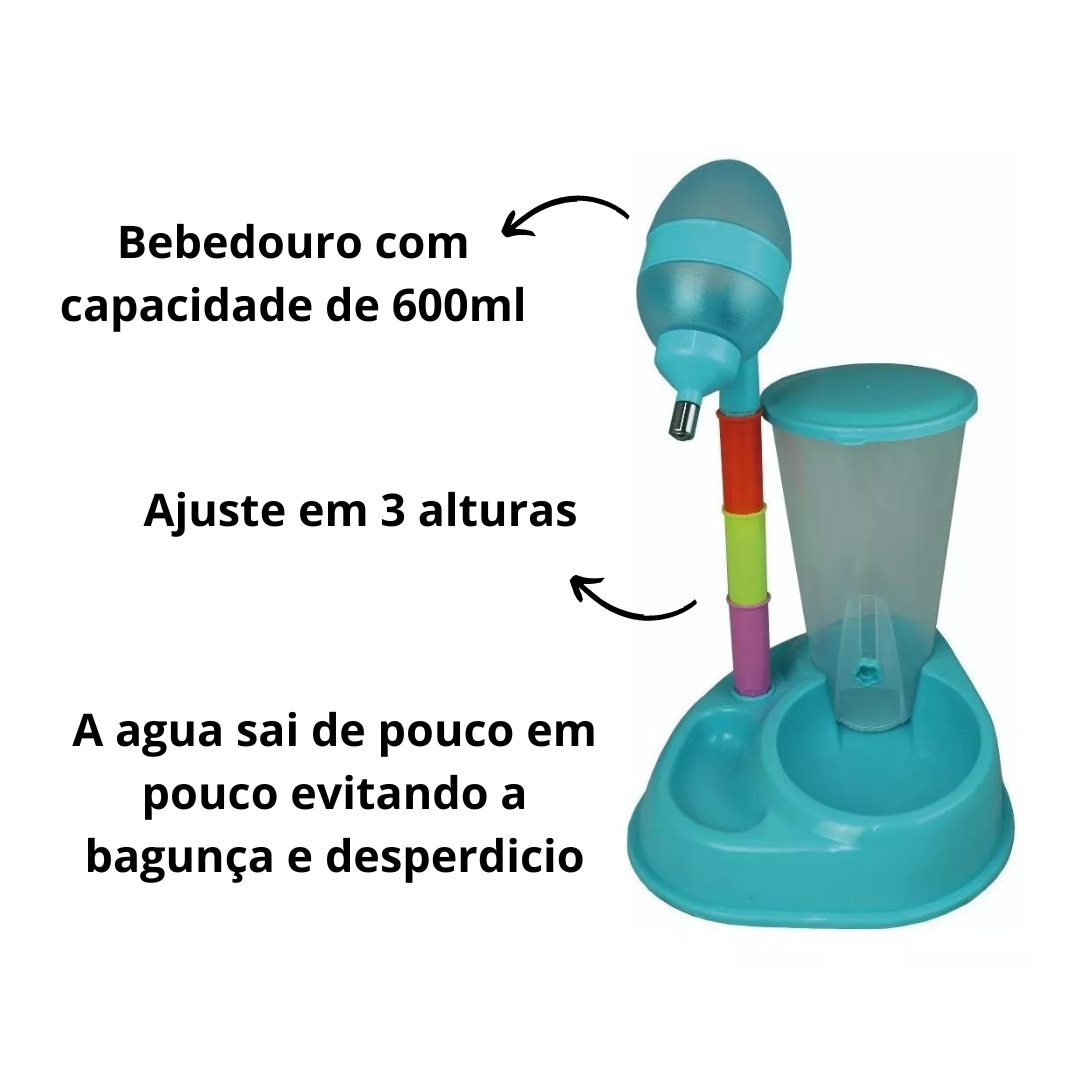 Comedouro Com Dosador e Bebedouro Savana Pet Azul