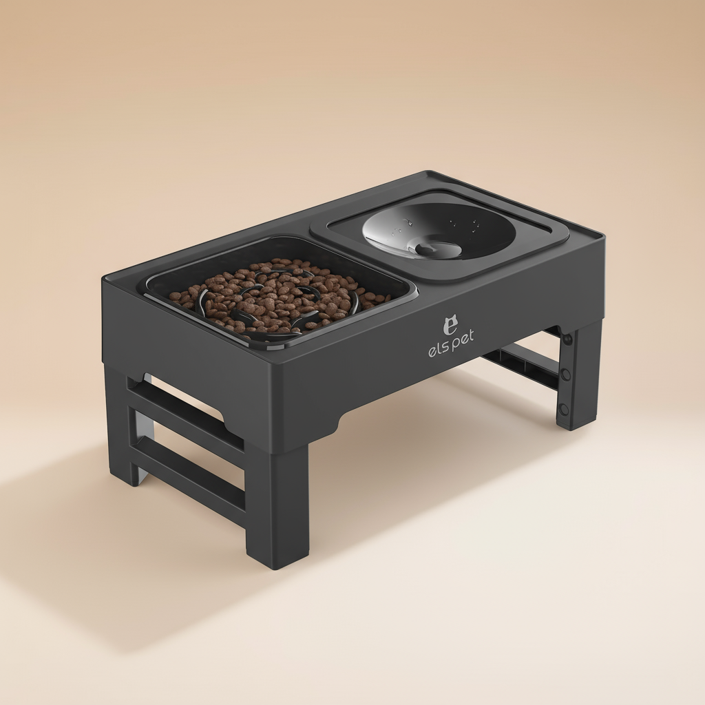 Alimentador Elevada Ajustável e Multifuncional com Comedouro Lento