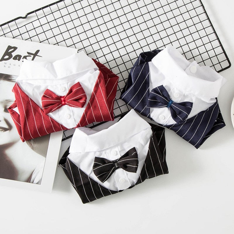 Dog Gentleman Wedding Suit Clothes Formal Shirt Pet Outfit Halloween Christmas Costume For Small Dogs Bowtie Tuxedo - Pet Croc