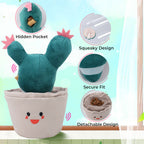 Cactus plush toy that makes noise for dogs, slow feeder, interactive toy.