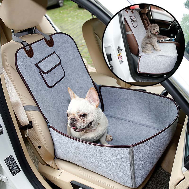 Cama com capa de assento de carro para cachorro em tecido de feltro natural