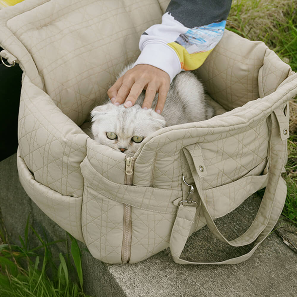 Bolsa de transporte para animais de estimação portátil, multifuncional, segurança, assento de carro para cachorro, cama