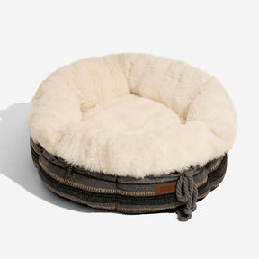 Cama de cachorro clássica Jacquard Plush Donut - Snuggle Den