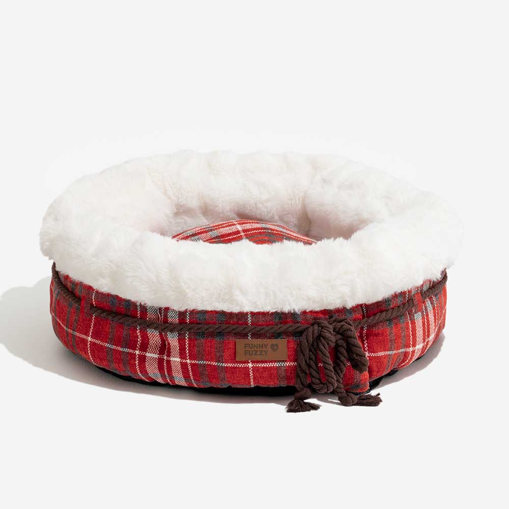 Cama de cachorro clássica Jacquard Plush Donut - Snuggle Den