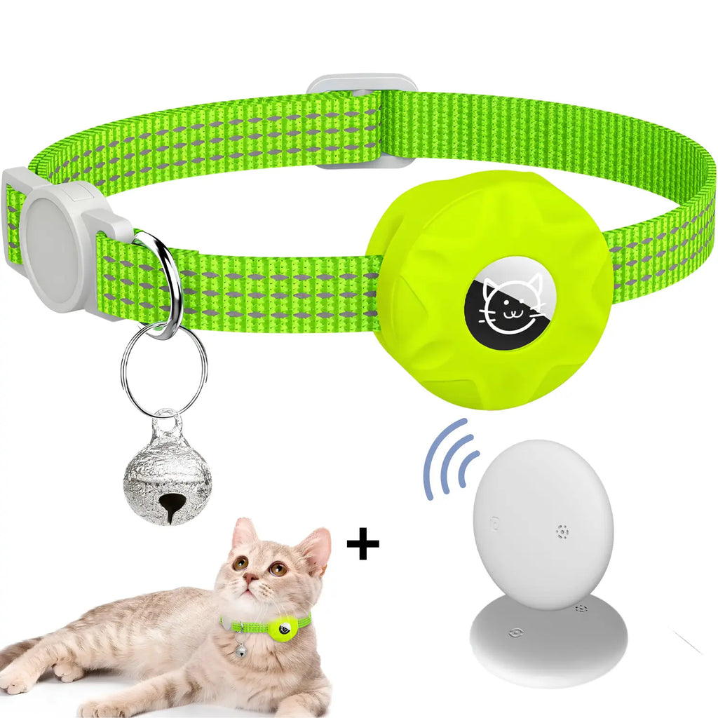 Cat Tracking Collar + Green Air Tag - Real-Time Tracker