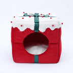 Christmas gift box, semi-enclosed, warm cave for sleeping, for dogs and cats.