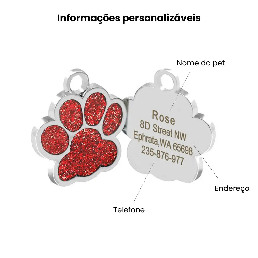 Pingente Pet Personalizado Placa de Identificação de Cachorro com Nome Telefone Endereço