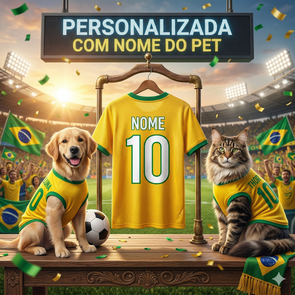 Roupinha Copa do Mundo Brasil para Cachorro e Gato - CrocCopa™
