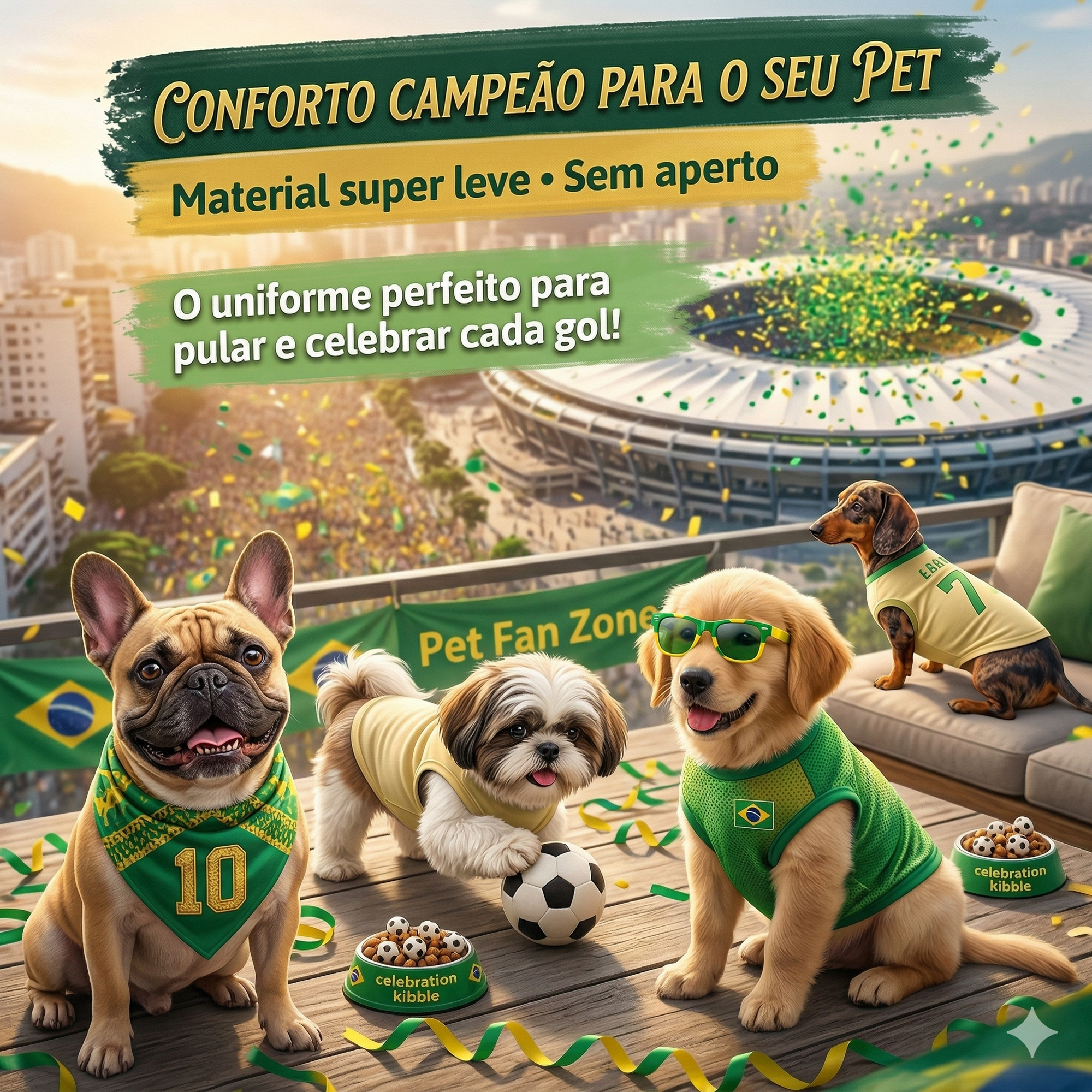 Roupinha Copa do Mundo Brasil para Cachorro e Gato - CrocCopa™