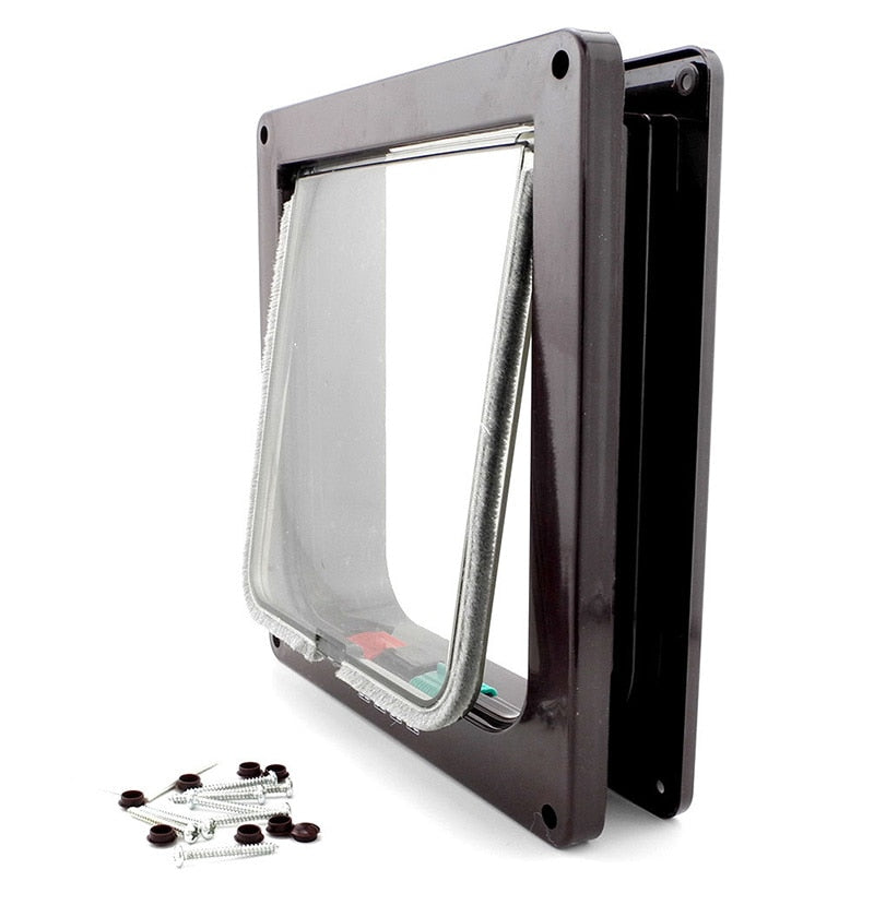 Flip-up door with safety lock.
