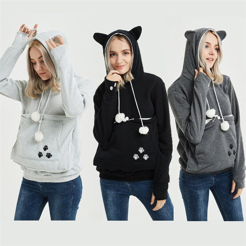 Kangaroo Hoodie with Paw Prints