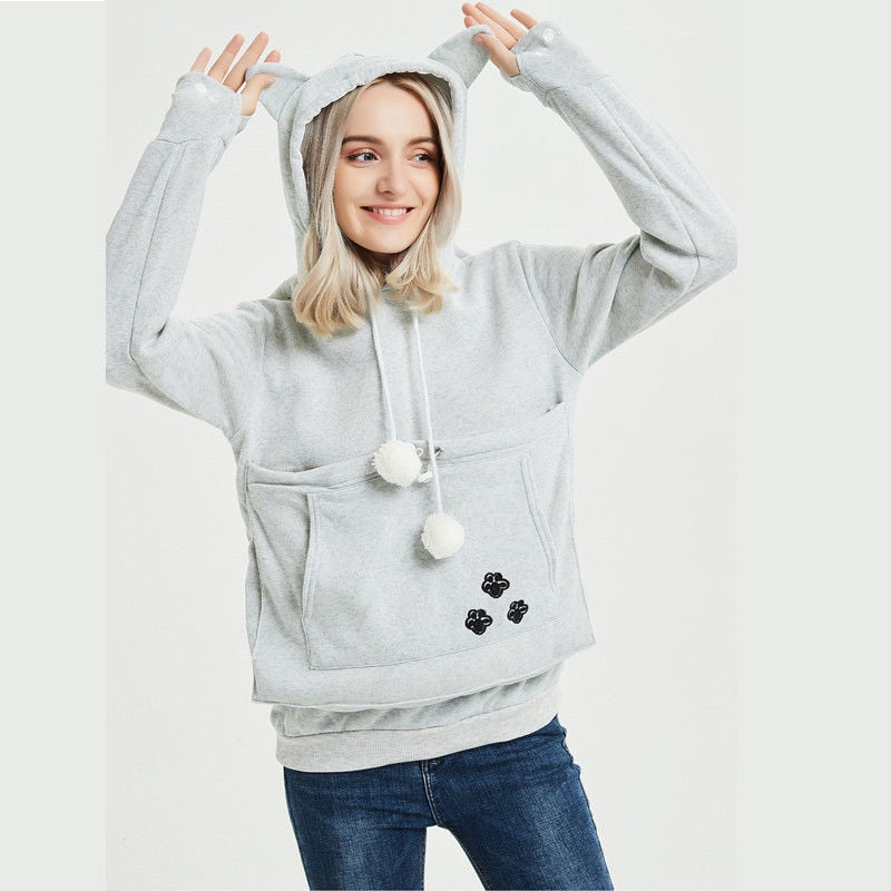 Kangaroo Hoodie with Paw Prints