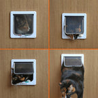 Flip-up door with safety lock.