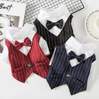 Dog Gentleman Wedding Suit Clothes Formal Shirt Pet Outfit Halloween Christmas Costume For Small Dogs Bowtie Tuxedo - Pet Croc