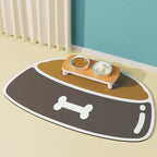 Absorbent, non-slip, quick-drying pet feeding mat.