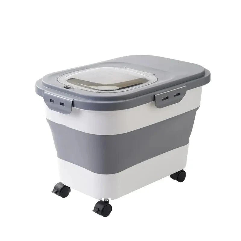 Foldable Pet Food Storage Container with Wheels