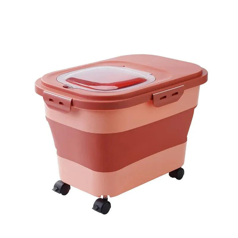 Foldable Pet Food Storage Container with Wheels