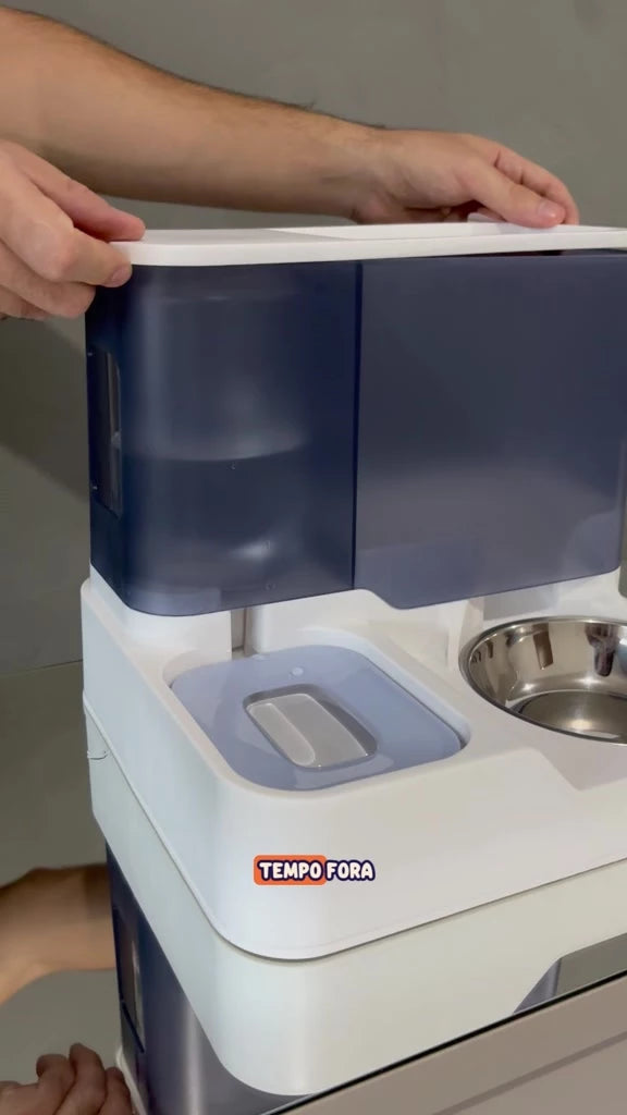 Bebedouro Comedouro Gravidade Para Cães Gatos Com Bandeja em Inox