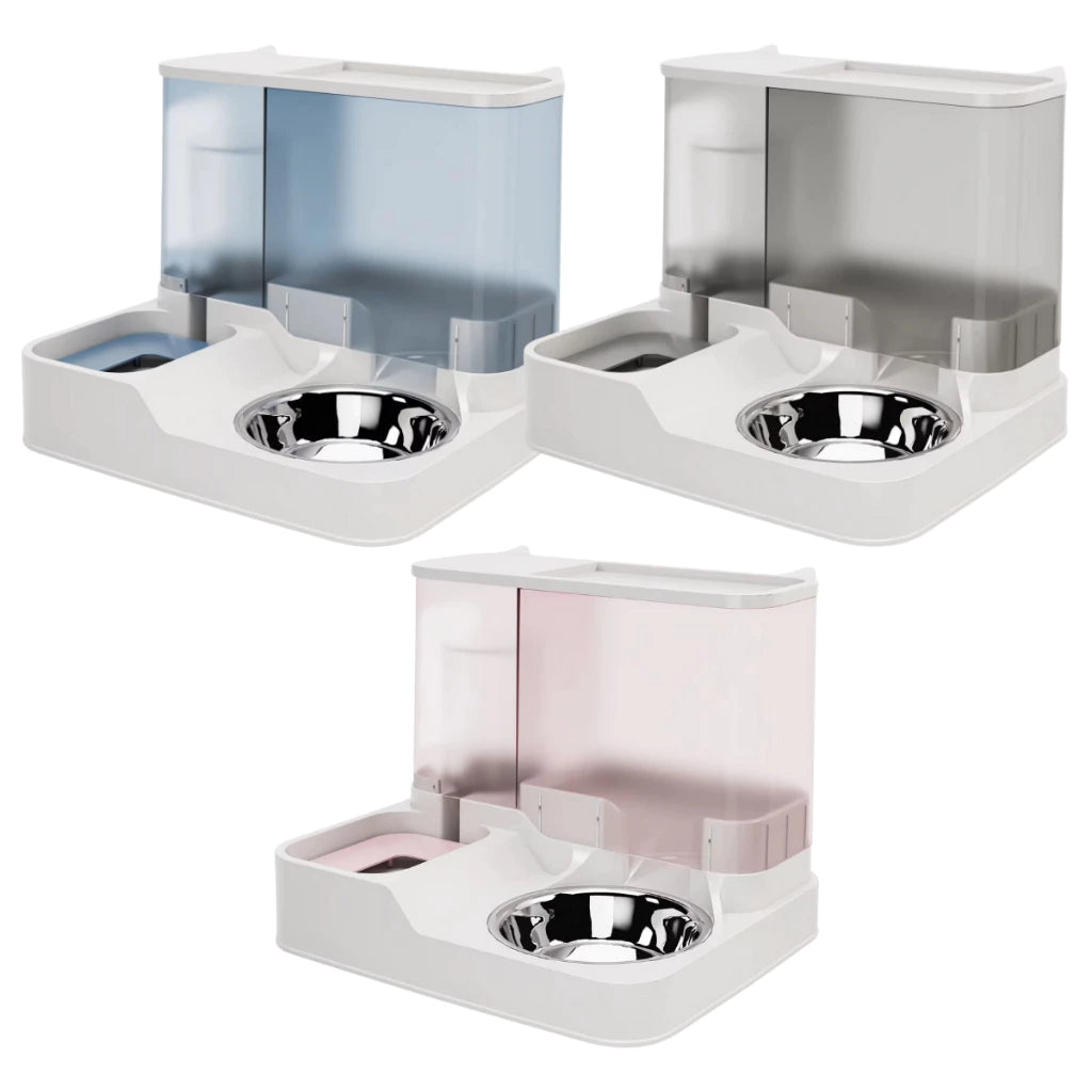 Bebedouro Comedouro Gravidade Para Cães Gatos Com Bandeja em Inox