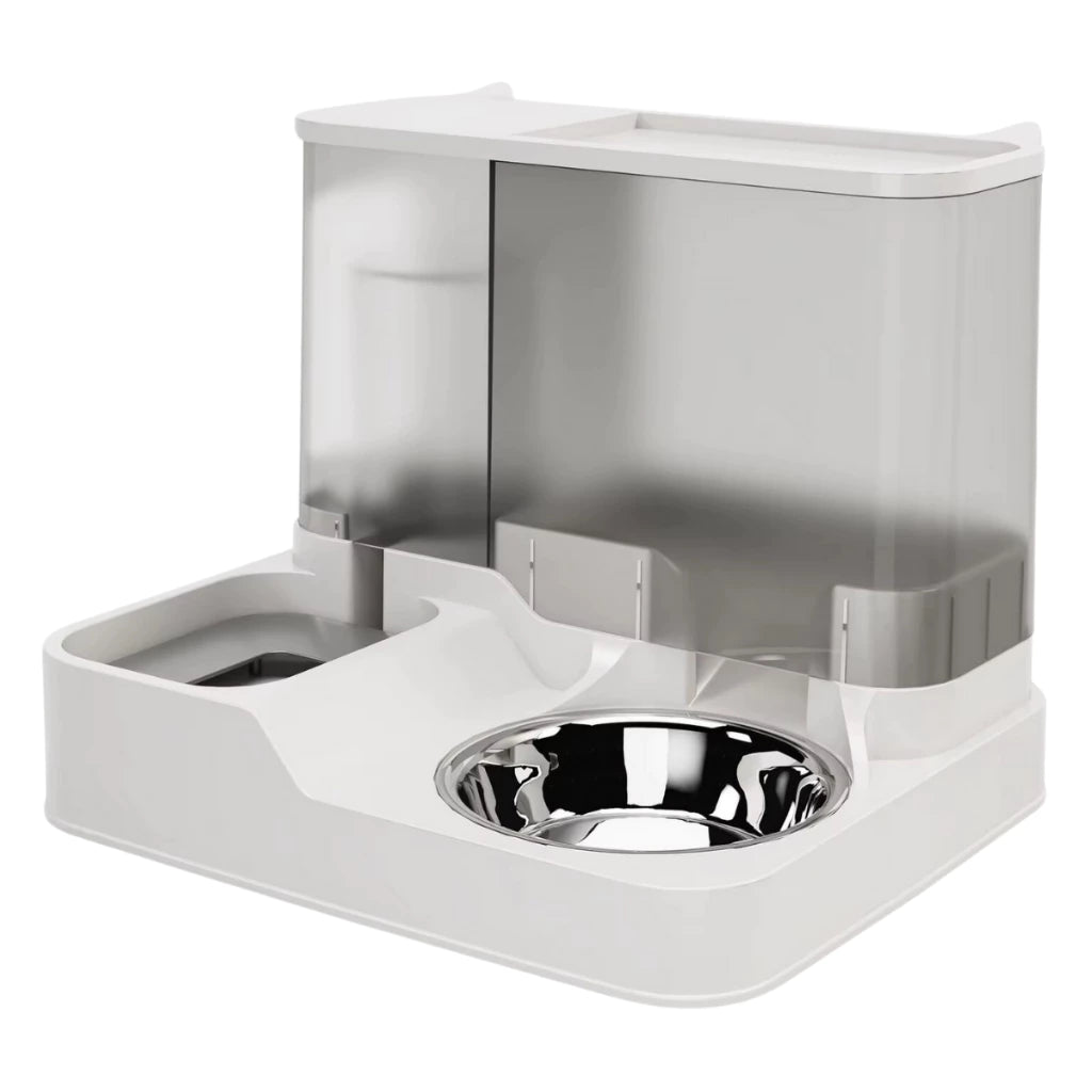 Bebedouro Comedouro Gravidade Para Cães Gatos Com Bandeja em Inox