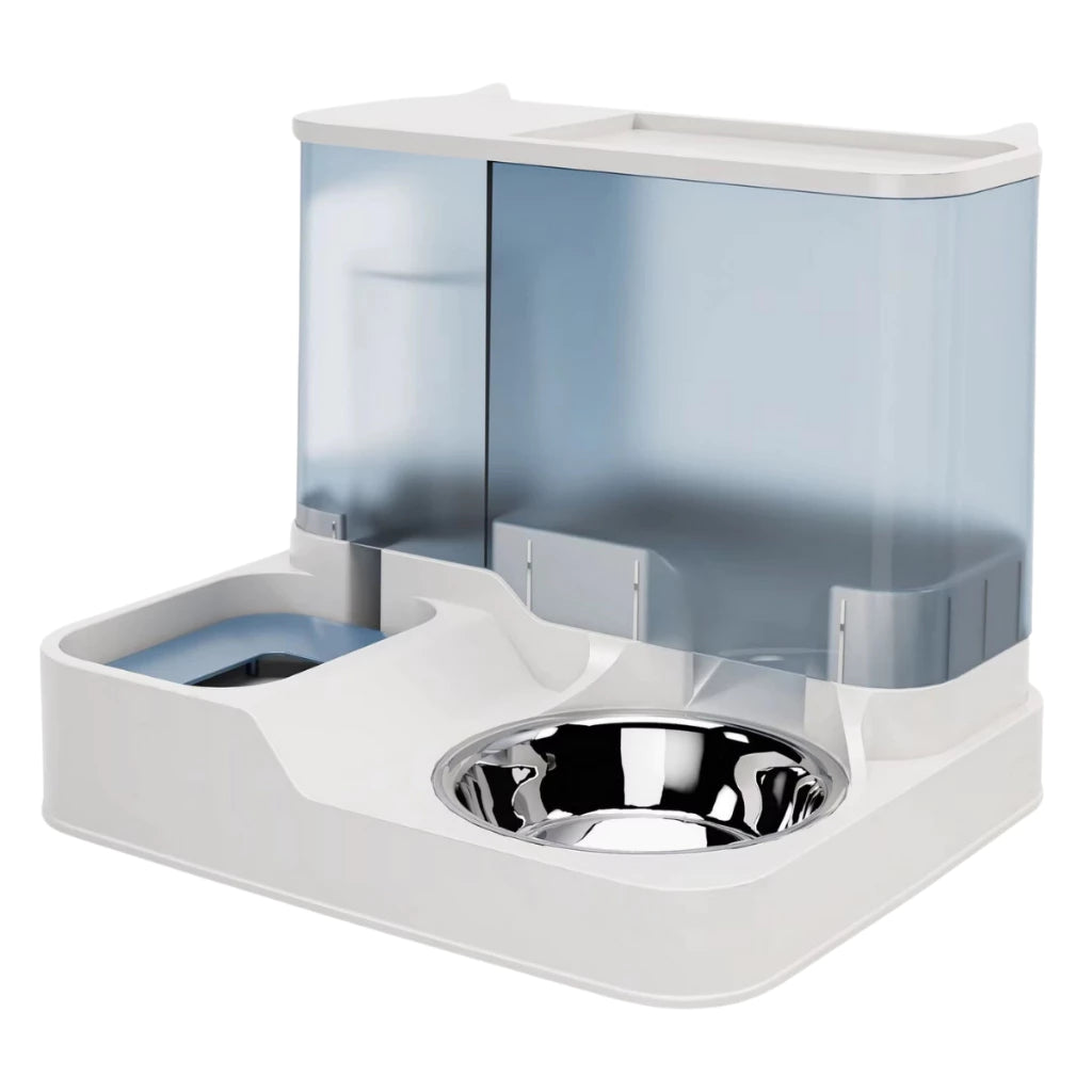 Bebedouro Comedouro Gravidade Para Cães Gatos Com Bandeja em Inox
