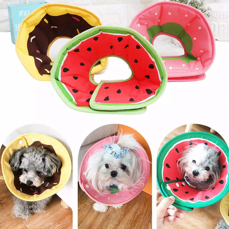 Elizabethan Collar with Fruit-Shaped Cushion for Pets