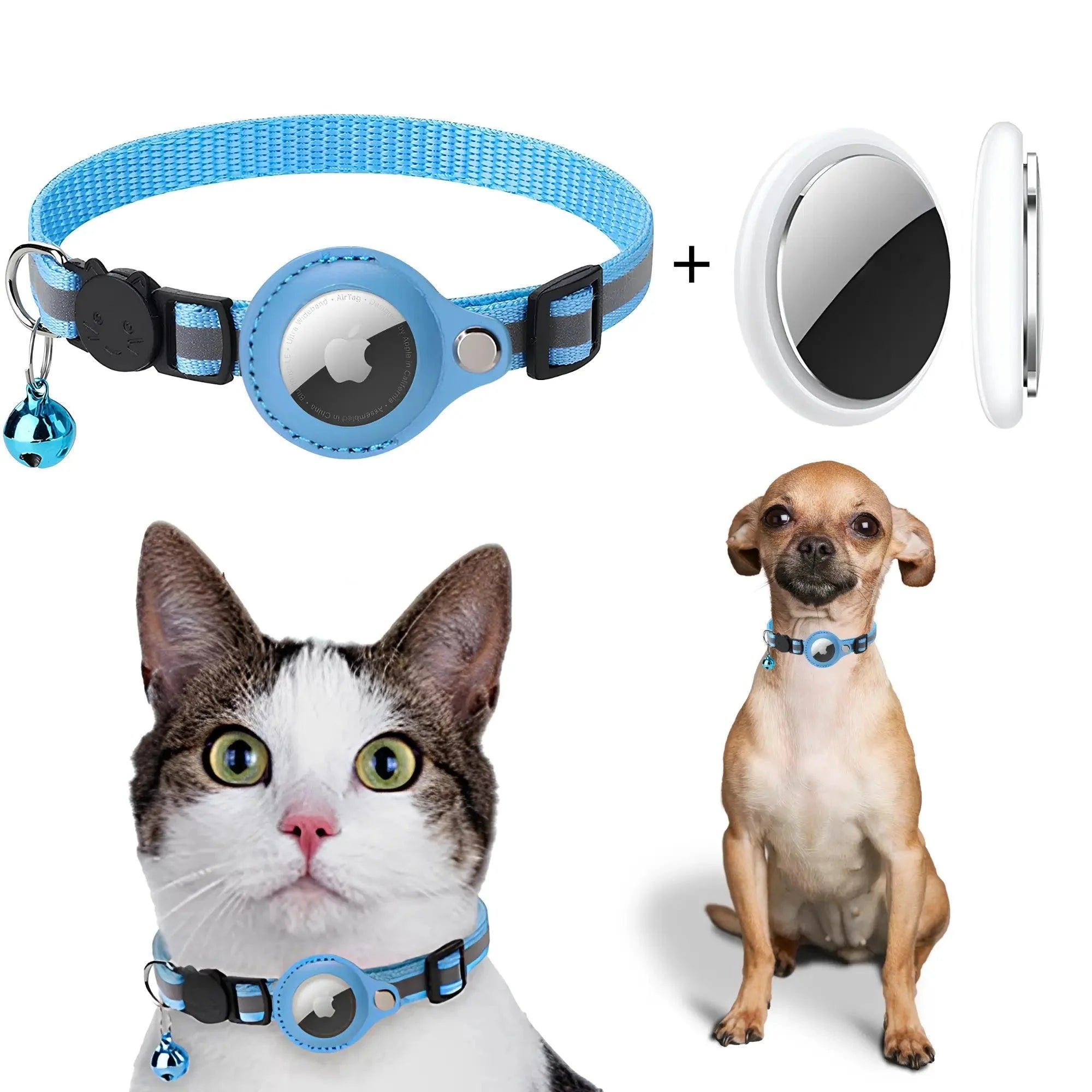 Coleira para Rastreador Air Tag Kit com Dispositivo Azul - Rastreador em Tempo Real