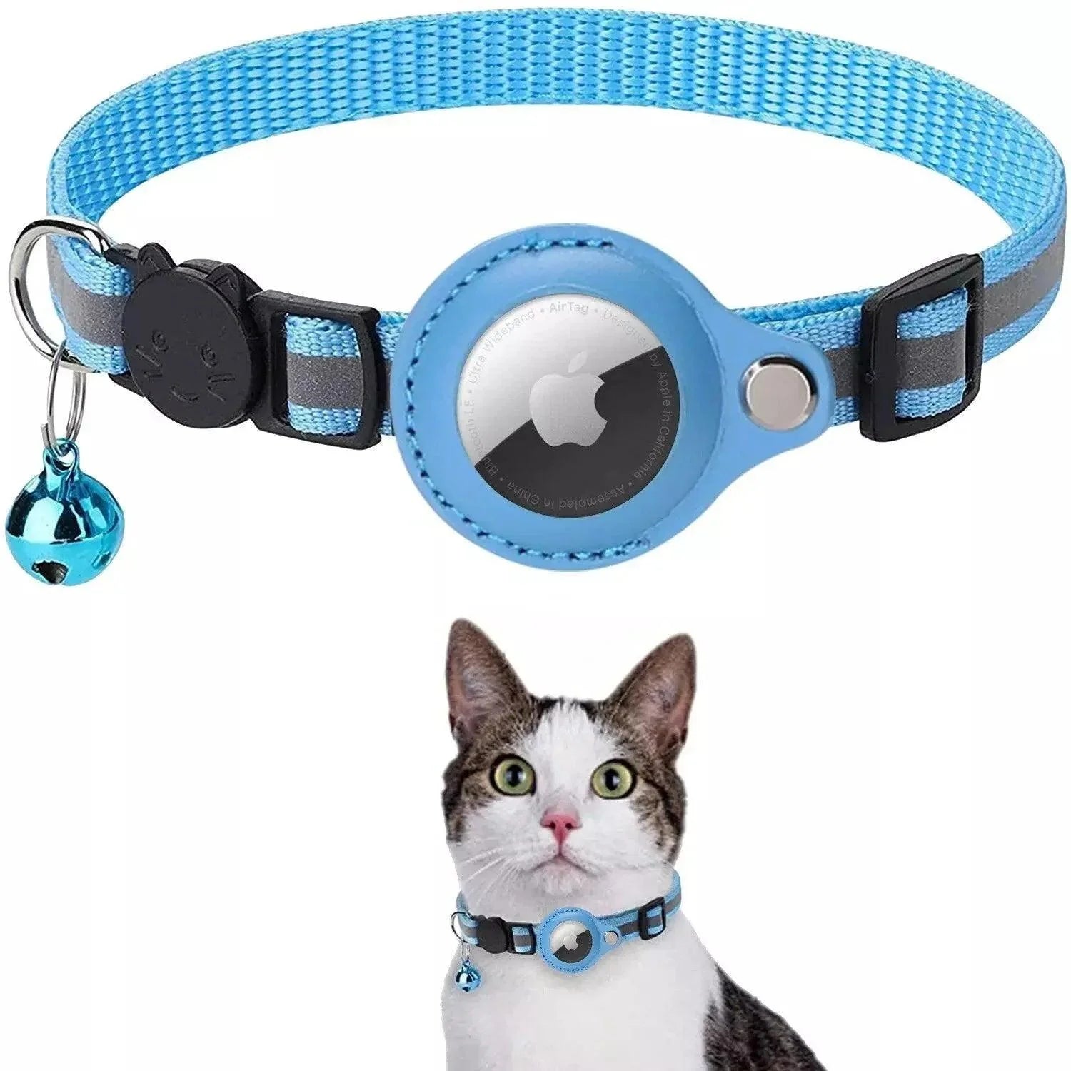 Coleira para Rastreador Air Tag Kit com Dispositivo Azul - Rastreador em Tempo Real