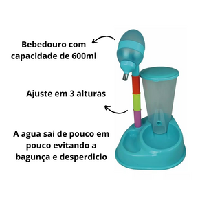 Comedouro Com Dosador e Bebedouro Savana Pet Azul