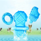 Dog teething toy with water-filled popsicle and cooling rubber.