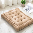 Padded dog bed made of biscuit dough.