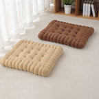 Padded dog bed made of biscuit dough.