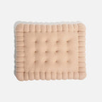 Padded dog bed made of biscuit dough.