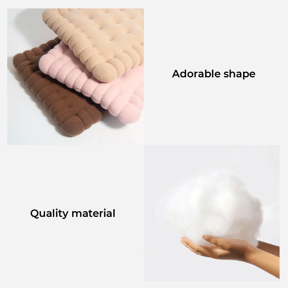Padded dog bed made of biscuit dough.