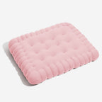 Padded dog bed made of biscuit dough.