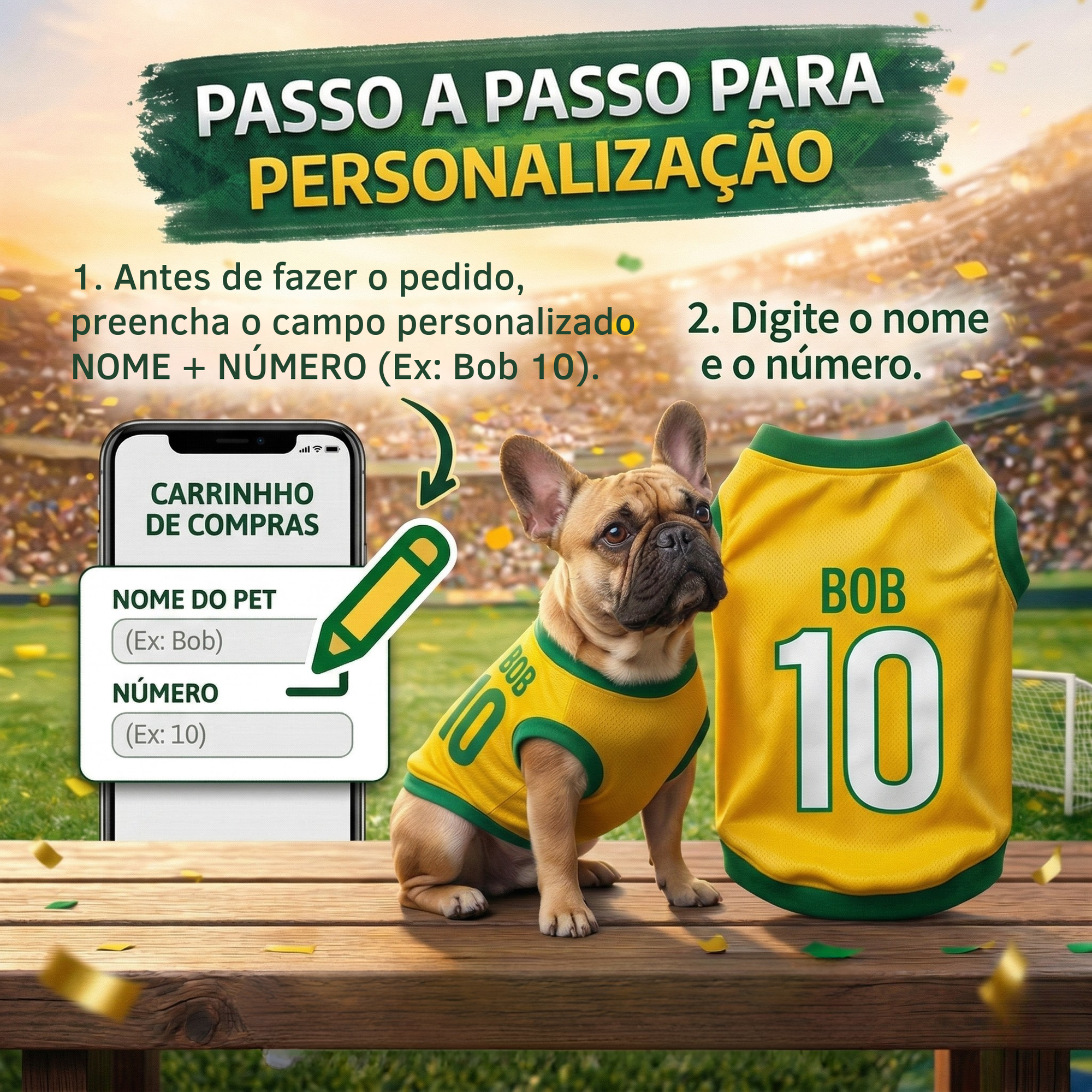 Roupinha Copa do Mundo Brasil para Cachorro e Gato - CrocCopa™