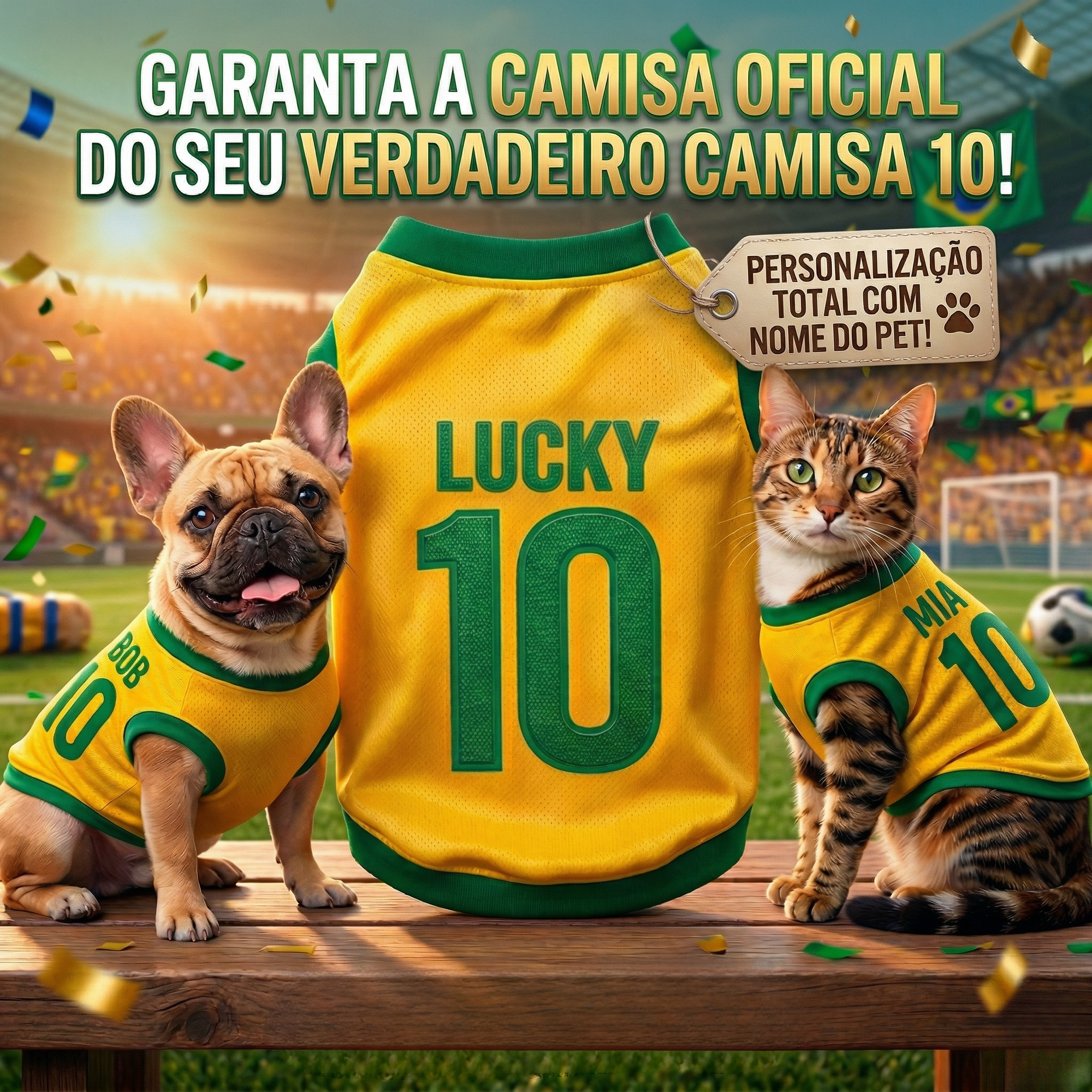 Roupinha Copa do Mundo Brasil para Cachorro e Gato - CrocCopa™