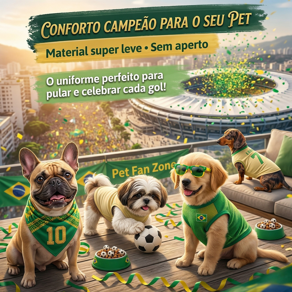 Roupinha Copa do Mundo Brasil para Cachorro e Gato - CrocCopa™