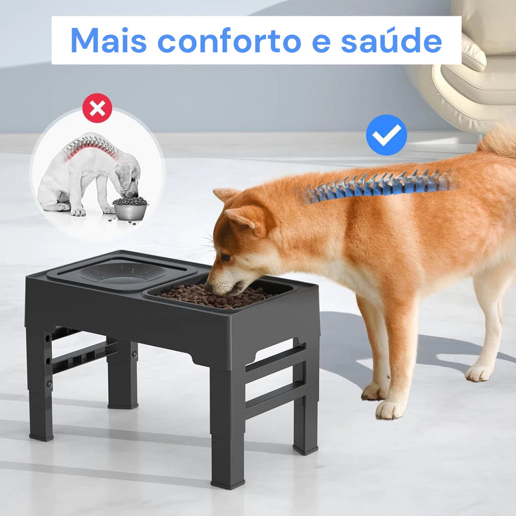 Alimentador bebedouro Comedouro Elevado Pet Regulavel Duplo Ergonômico Cachorro Olivini Home