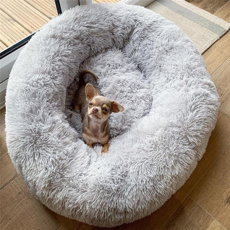 cama redonda de pelinho nuvem para pet