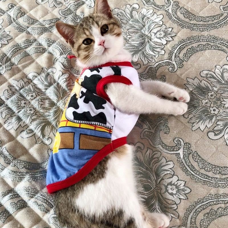 Cute Sphynx Cat Shirt Vest for Cats Gotas Summer Breathable Pet Clothes Clohting Katten Kedi mascotas Costume Dog Suit ropa para - Pet Croc 